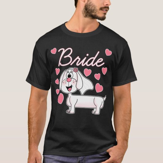 Dachshund Bruid Hondenbruiloft  Bruiloft T-shirt (Voorkant)