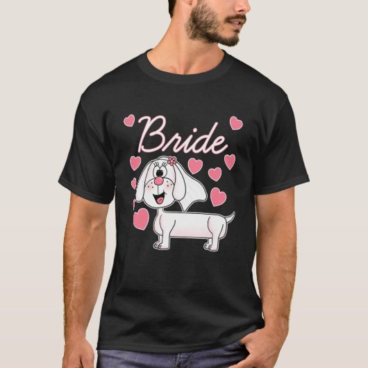 Dachshund Bruid Huwelijkshond Vrijgezellenfeest T-shirt (Voorkant)