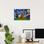 Dachshund (Bruin1) - De sterrennacht Poster (Thuiskantoor)