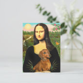 Dachshund (bruin1) - Mona Lisa Briefkaart (Staand voorkant)