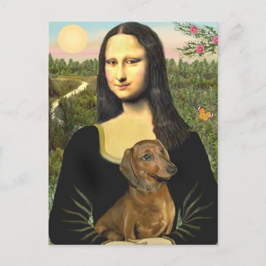 Dachshund (bruin1) - Mona Lisa Briefkaart (Voorkant)