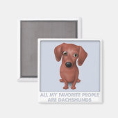 Dachshund (bruin) Favoriet Magneet (Voorkant / Achterkant)