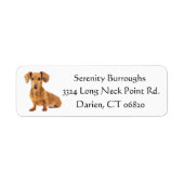 Dachshund Bruin Puppy Hond Zwart Gepersonaliseerd Etiket (Voorkant)