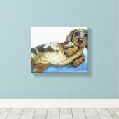 Dachshund-buik Canvas Afdruk (Insitu (Houten vloer))