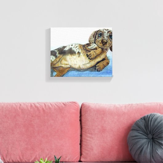 Dachshund-buik Canvas Afdruk (Insitu (Woonkamer))