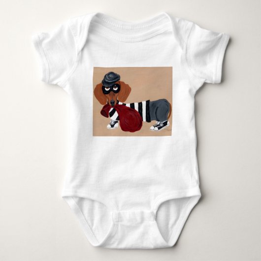Dachshund Burglar  Romper (Voorkant)