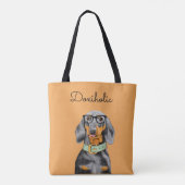 Dachshund Business Man Canvas tas (Achterkant)