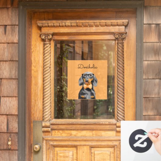 Dachshund Business Man Window Decal (Huis Deur)