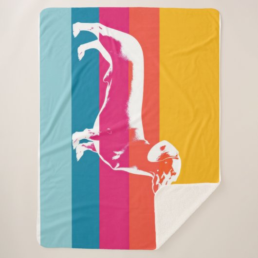 Dachshund by colorful stripes sherpa deken (Voorkant)