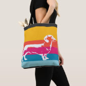 Dachshund by colorful stripes tote bag (Dichtbij)