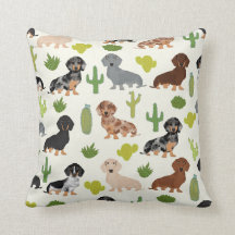 Dachshund cactus gooien kussens met schattig ontwe