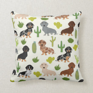 Dachshund cactus gooien kussens met schattig ontwe