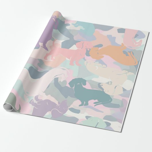 Dachshund Camo Cadeaupapier (Uitgerold)