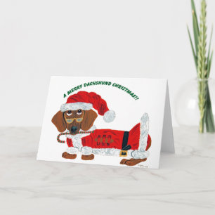 Dachshund Candy Cane Santa Feestdagen Kaart