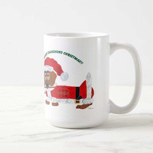 Dachshund Candy Cane Santa Koffiemok (Rechts)