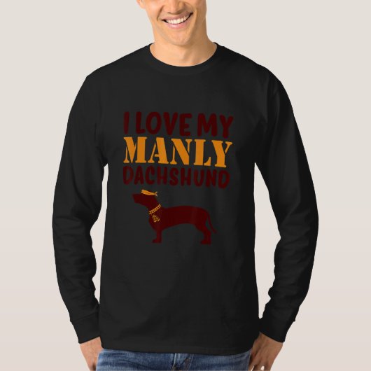 Dachshund Canine Pet Boy Dog Gender onthult Manly T-shirt (Voorkant)