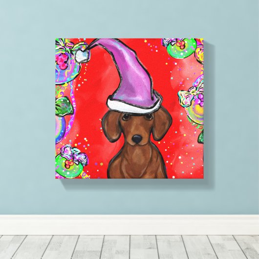 DACHSHUND CANVAS AFDRUK (Insitu (Houten vloer))