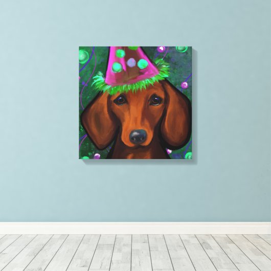 DACHSHUND CANVAS AFDRUK (Insitu (Houten vloer))
