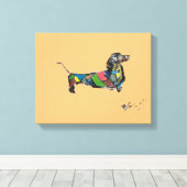 Dachshund Canvas in vele verschillende maten Afdruk (Insitu (Houten vloer))