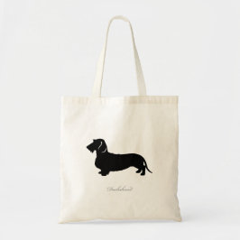Dachshund Canvas tas (zwarte draad)