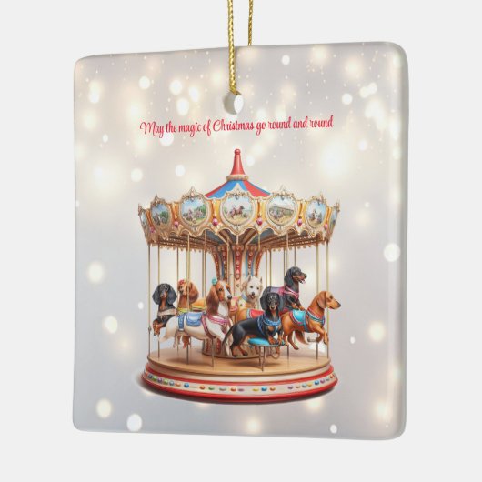 Dachshund Carrousel Kerstmis Keramisch Ornament (Links)