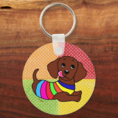 Dachshund Cartoon 1 mozaïek Sleutelhanger (Voorkant)