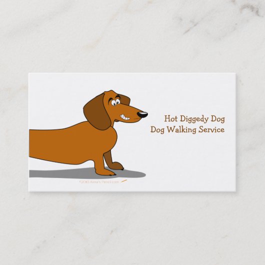 Dachshund Cartoon Dog Business Card-sjabloon Visitekaartje (Voorkant)