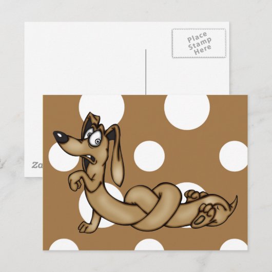 Dachshund Cartoon Dog in knopen Briefkaart (Voorkant / Achterkant)