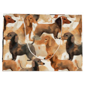 Dachshund Cartoon Heads naadloos patroon Groot Cadeauzakje (Achterkant)