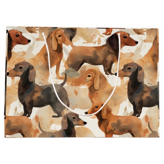Dachshund Cartoon Heads naadloos patroon Groot Cadeauzakje (Achterkant)