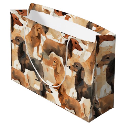 Dachshund Cartoon Heads naadloos patroon Groot Cadeauzakje (Achterkant Gekanteld)