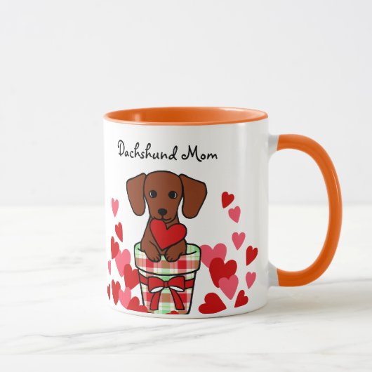 Dachshund Cartoon Heart Mok (Rechts)