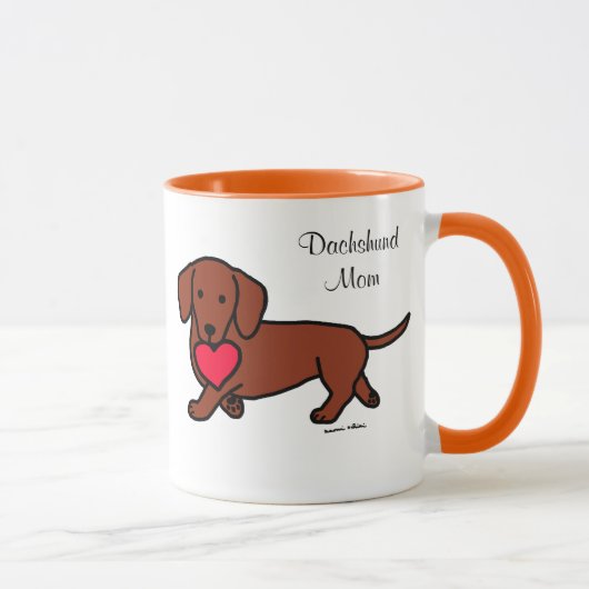 Dachshund Cartoon Heart Mok (Rechts)