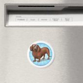 Dachshund-Cartoon Magneet (Insitu (Vaatwasser))