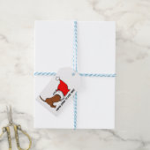 Dachshund Cartoon Santa Hat Christmas Gift Label Cadeaulabel (Met Touw)