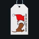 Dachshund Cartoon Santa Hat Christmas Gift Label Cadeaulabel<br><div class="desc">Dit schattige kleine teckel heeft zijn weg gevonden in het pet van de Kerstman voor een humoristisch geschenk label voor iedereen op uw lijst! Het bericht kan worden verwijderd of gewijzigd. Reverse Side heeft een plek om te schrijven.</div>