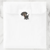 Dachshund cartoon schattige hond vierkante sticker (Tas)