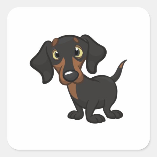 Dachshund cartoon schattige hond vierkante sticker (Voorkant)