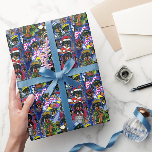 Dachshund Cartoons Cadeaupapier (Geschenken)