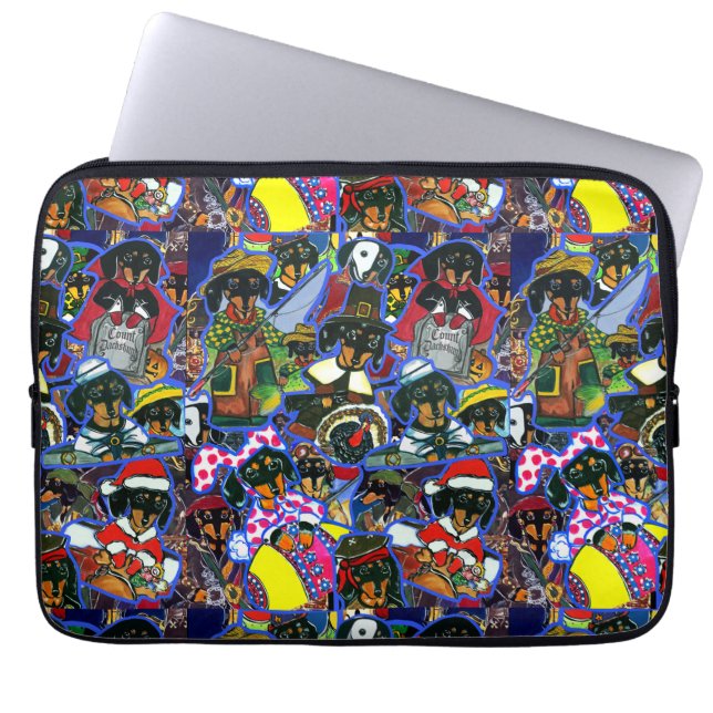 Dachshund Cartoons Laptop Sleeve (Voorkant)