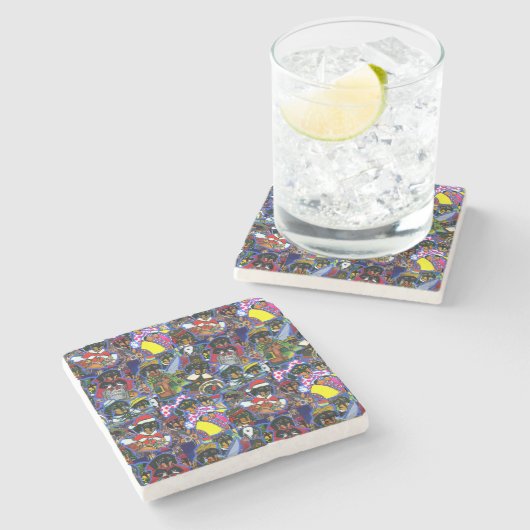 Dachshund Cartoons Stenen Onderzetter (Zijkant)