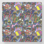 Dachshund Cartoons Stenen Onderzetter (Voorkant)