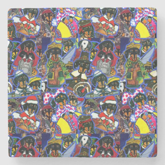 Dachshund Cartoons Stenen Onderzetter (Voorkant)