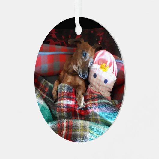 Dachshund Ceramic Ornament (Voorkant links)