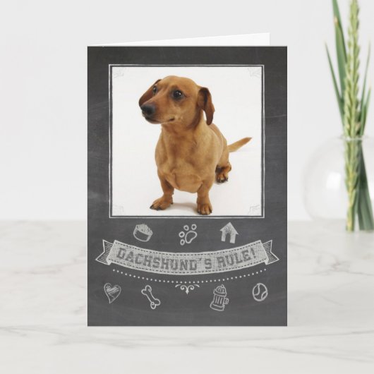 Dachshund Chalkboard Verjaardag Kaart (Voorkant)