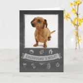 Dachshund Chalkboard Verjaardag Kaart (Gele Bloem)