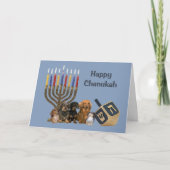 Dachshund Chanoeka Kaart Menorah Dreidel4 (Voorkant)