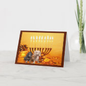 Dachshund Chanukah Kaart Menorah2 (Voorkant)