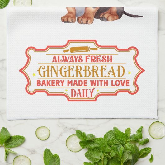 Dachshund Chef Baking Gingerbread Theedoek (Gevouwen)