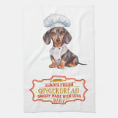 Dachshund Chef Baking Gingerbread Theedoek (Verticaal)